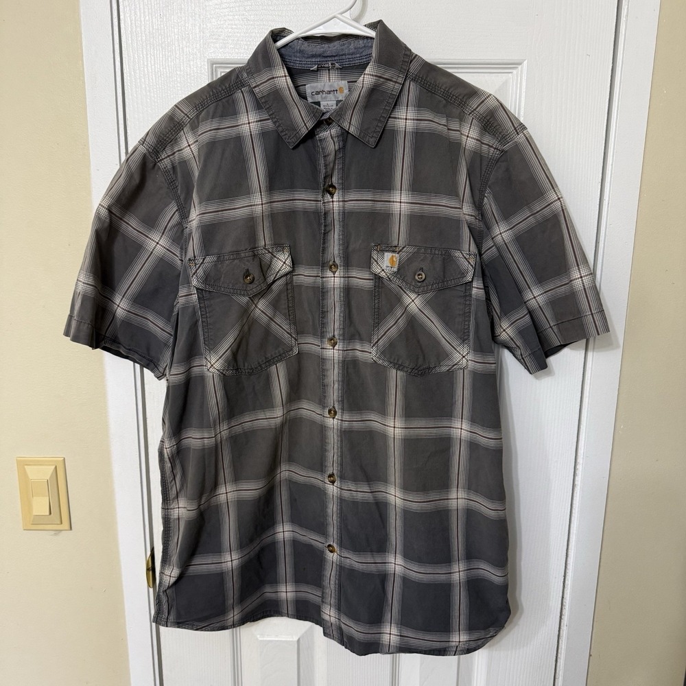 Carhartt Men's Plaid Size Large Short Sleeve Button Up Shirt